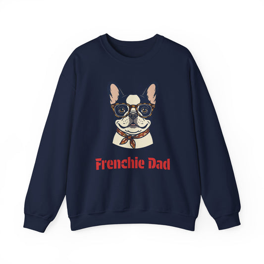 Frenchie Dad Crewneck Sweatshirt — Bulldog with Glasses