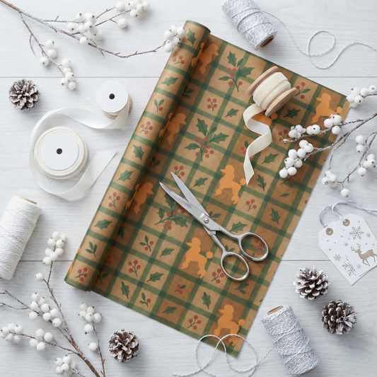 Apricot Poodle Vintage Holiday Gift Wrap Paper