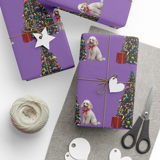 White Poodle Holiday Gift wrap