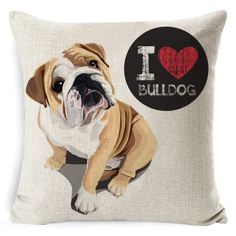 Bull Terrier Beagle Cotton Linen Cushion Cover