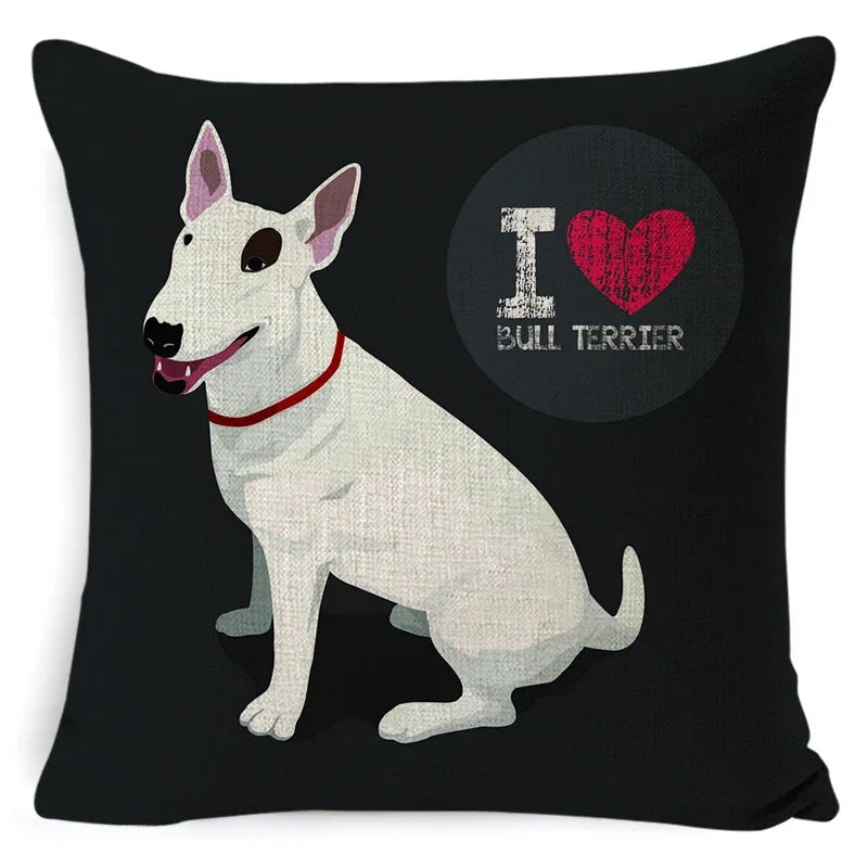 Bull Terrier Beagle Cotton Linen Cushion Cover