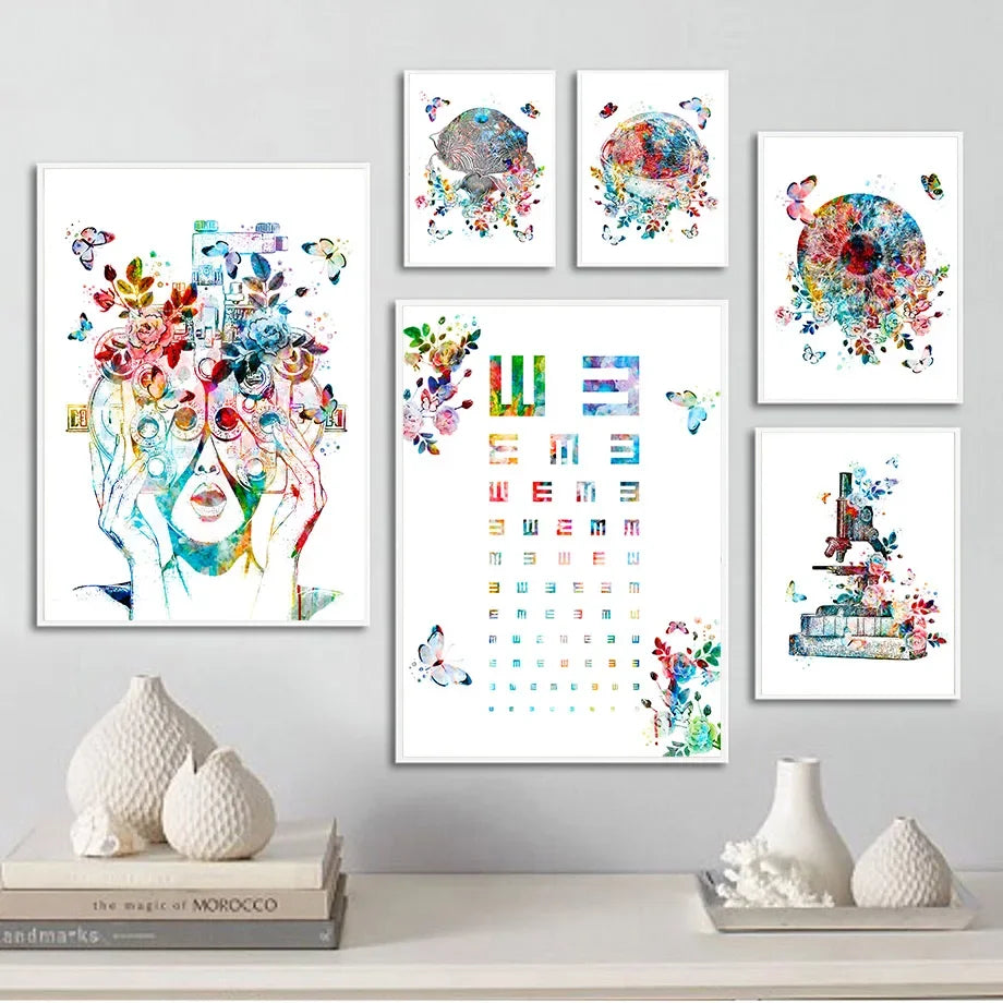 Abstract Watercolor Eye Anatomy Education Nordic Posters