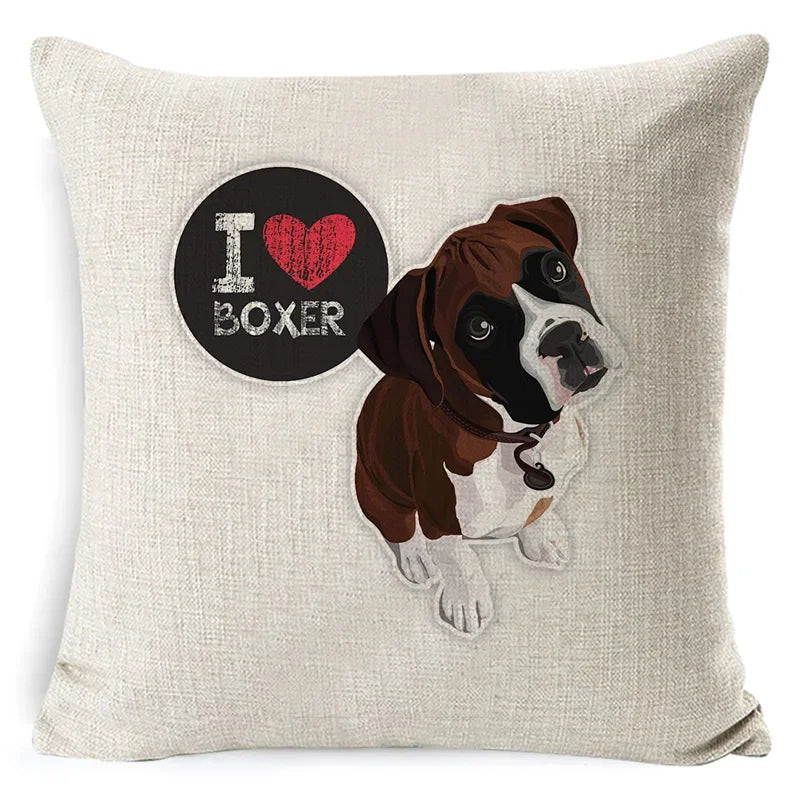 Bull Terrier Beagle Cotton Linen Cushion Cover