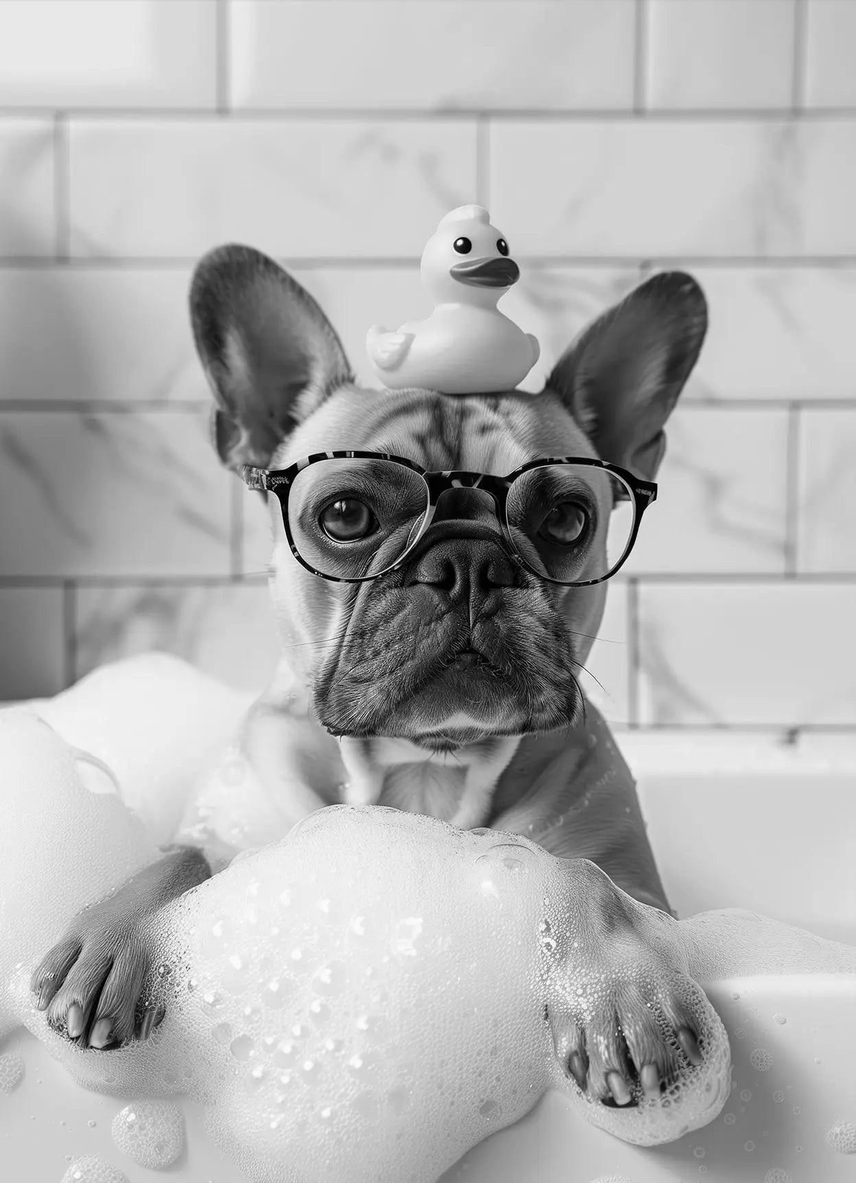 Funny Animal Tub Reading Newspaper Canvas Poster
