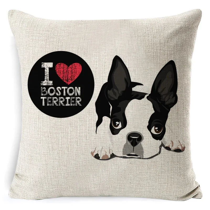Bull Terrier Beagle Cotton Linen Cushion Cover