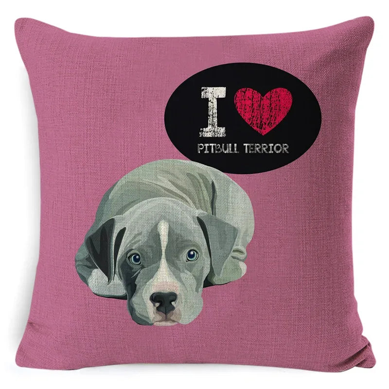 Bull Terrier Beagle Cotton Linen Cushion Cover