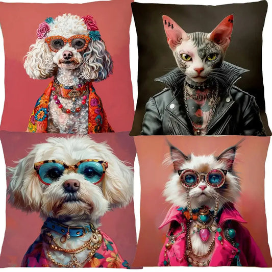 Cool Animals Portraits Cushion Cover
