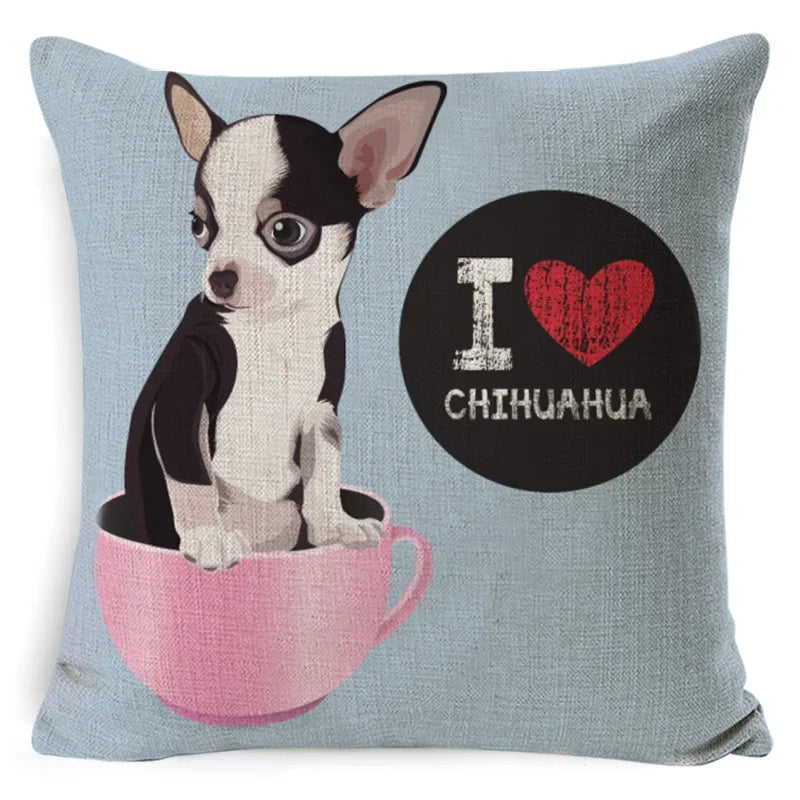Bull Terrier Beagle Cotton Linen Cushion Cover