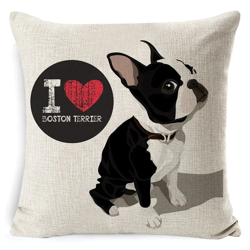 Bull Terrier Beagle Cotton Linen Cushion Cover