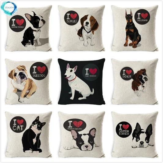 Bull Terrier Beagle Cotton Linen Cushion Cover