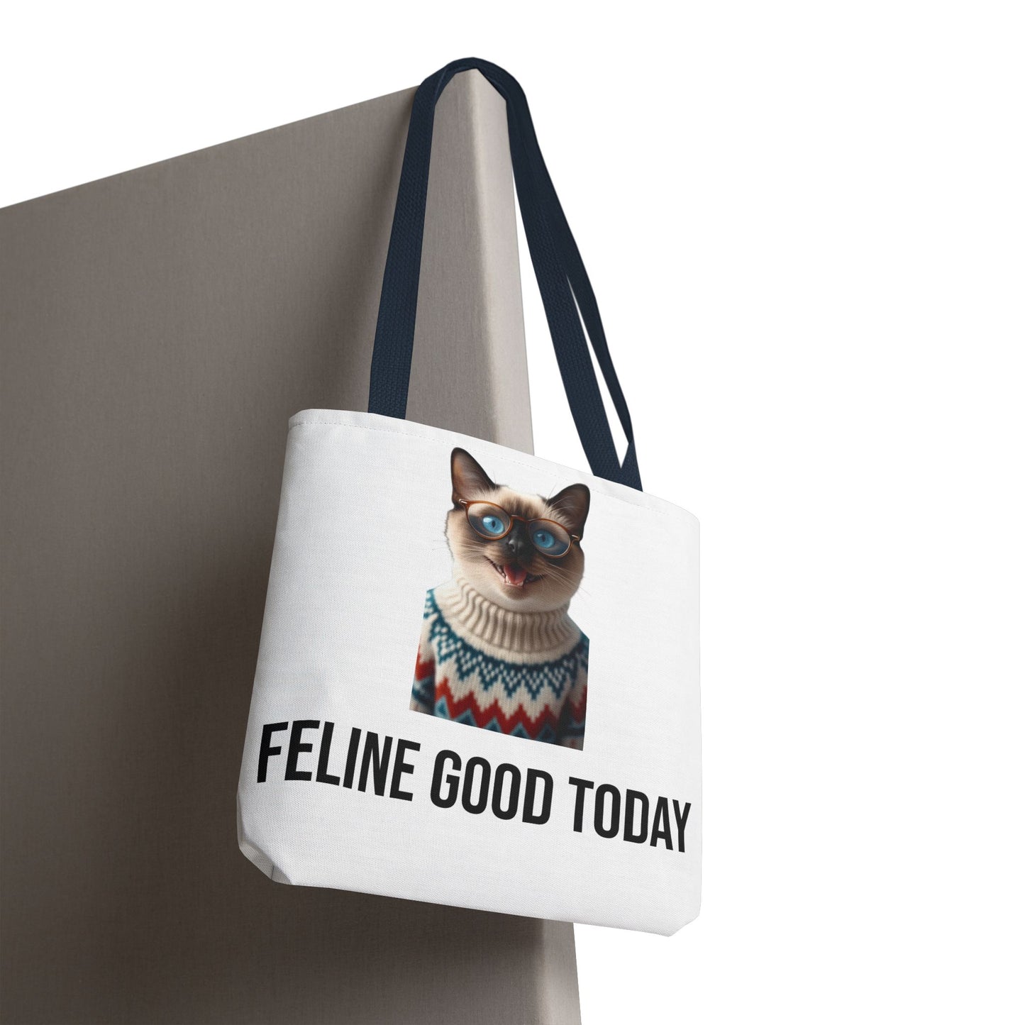 Siamese Cat Tote Bag — “Feline Good Today” Reusable Shopper