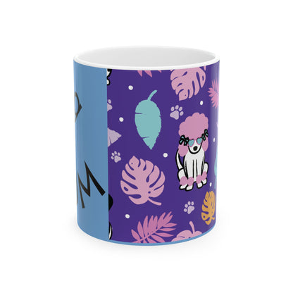 Dog Mom Ceramic Mug — Cute Paw Print & Pup Pattern Coffee Cup (11oz, 15oz)