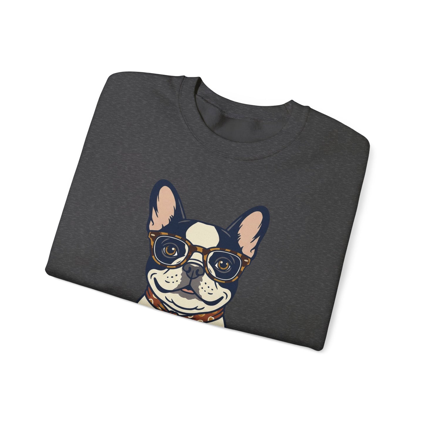 Frenchie Dad Crewneck Sweatshirt — Bulldog with Glasses