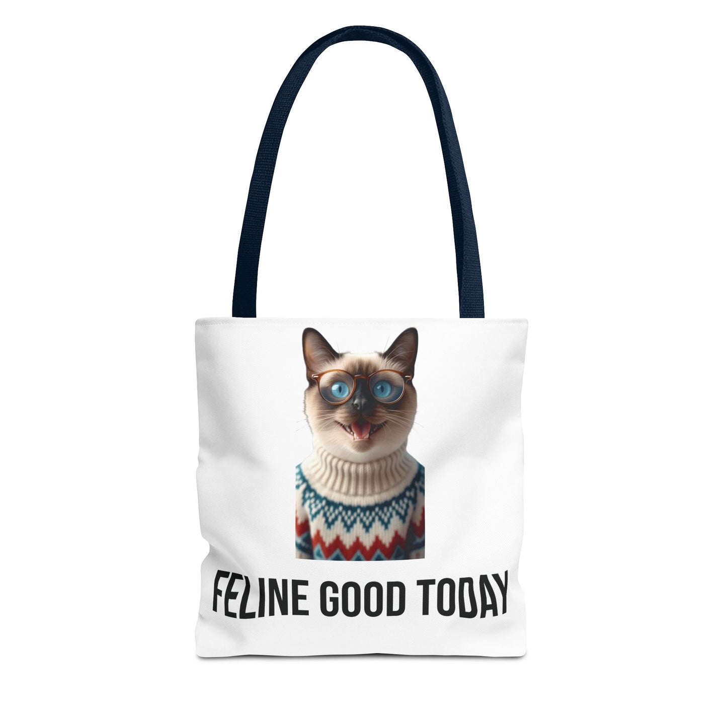 Siamese Cat Tote Bag — “Feline Good Today” Reusable Shopper