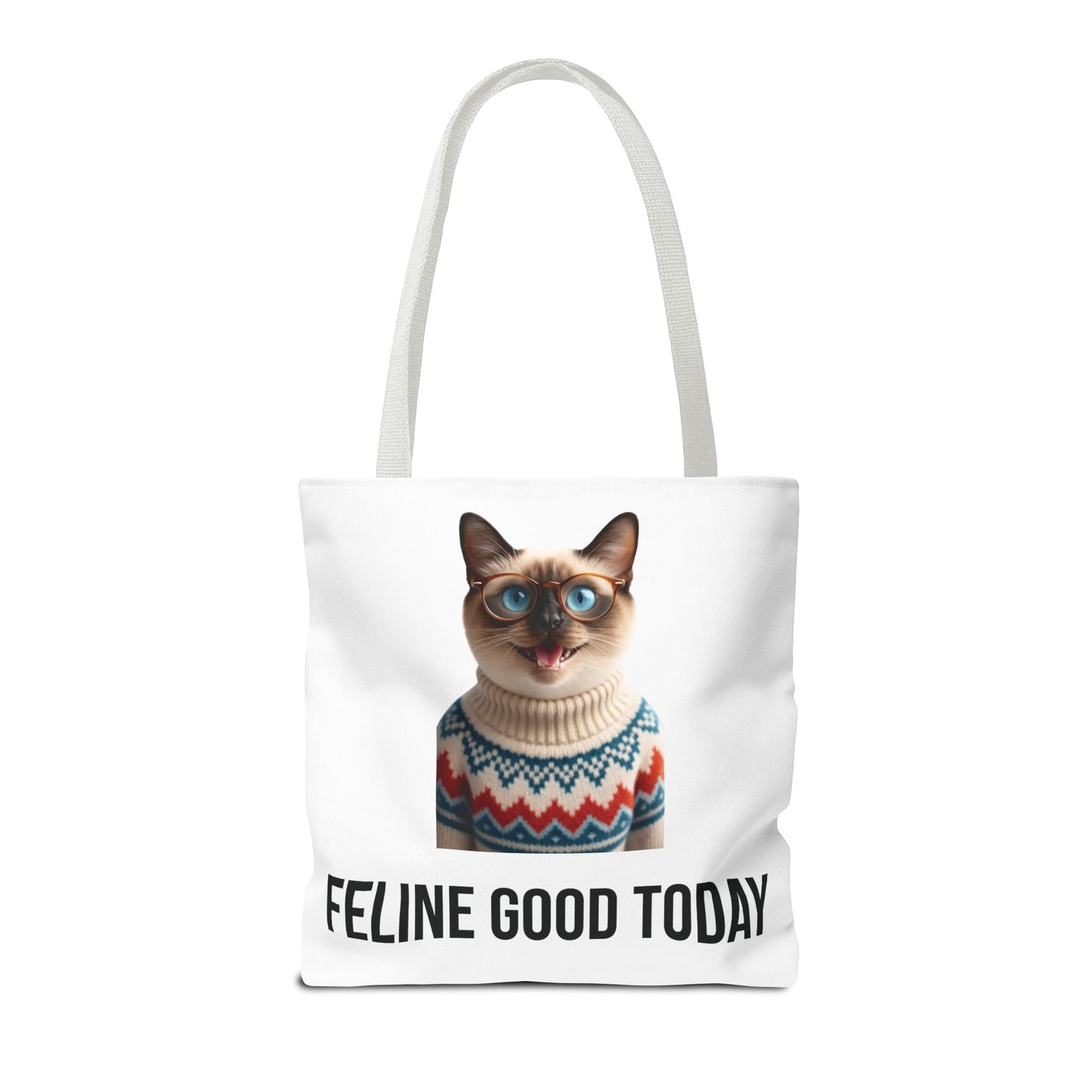 Siamese Cat Tote Bag — “Feline Good Today” Reusable Shopper