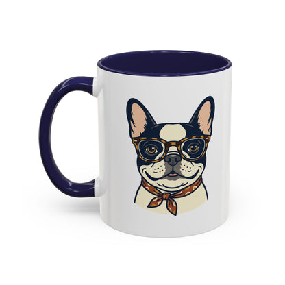 My Dog Is My Soulmate Accent Coffee Mug — French Bulldog with Glasses (11/15oz)
