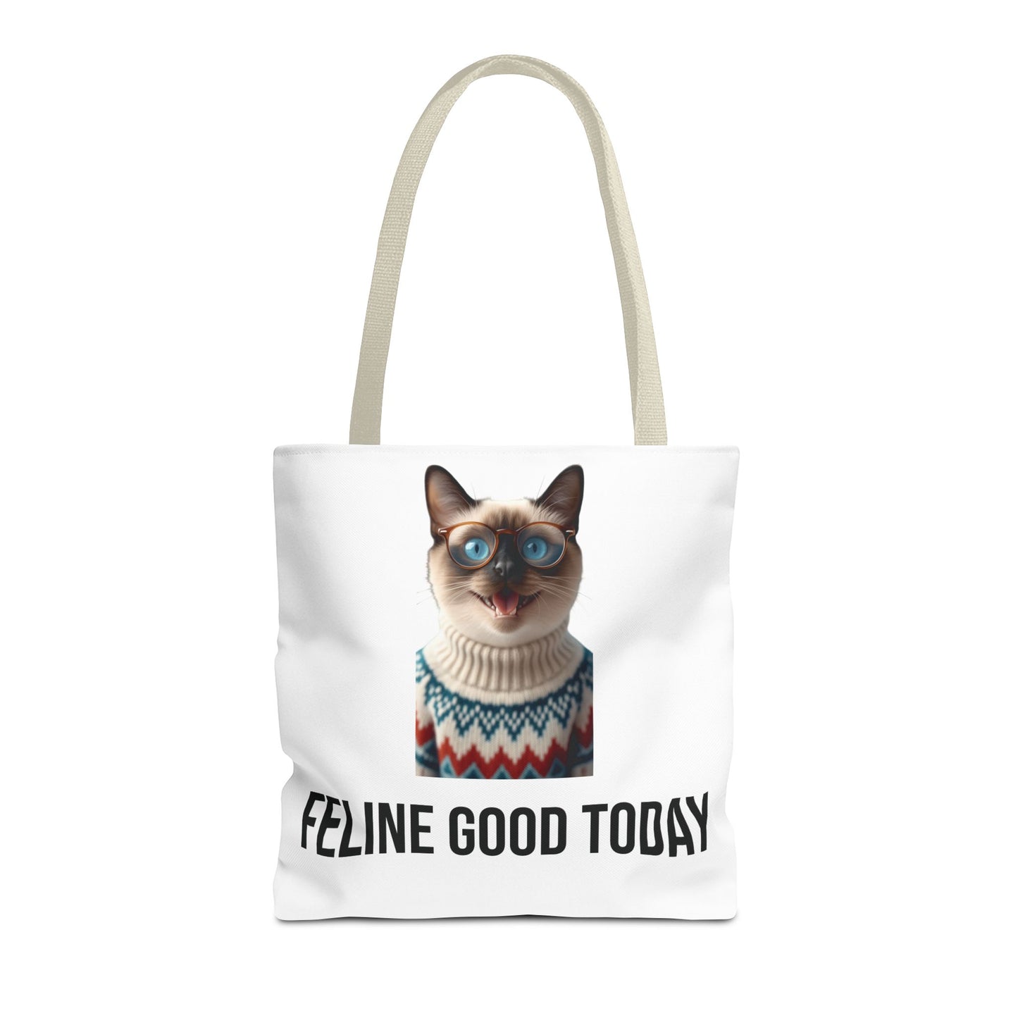 Siamese Cat Tote Bag — “Feline Good Today” Reusable Shopper
