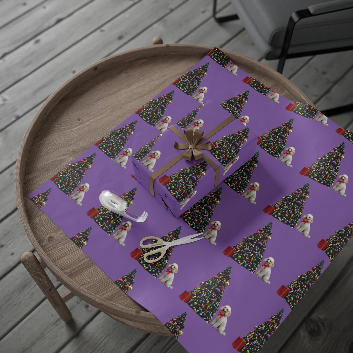 White Poodle Holiday Gift wrap