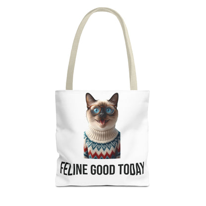 Siamese Cat Tote Bag — “Feline Good Today” Reusable Shopper