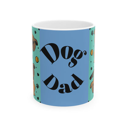 Dog Dad Ceramic Mug — Cute Paw Print & Pup Pattern Coffee Cup (11oz, 15oz)