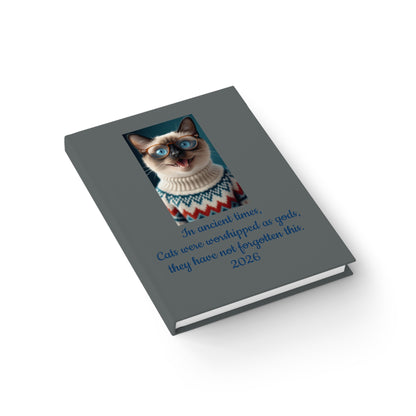 2026 Inspirational Journal — Siamese Cat in Nordic Sweater ("Cats Were Worshipped")