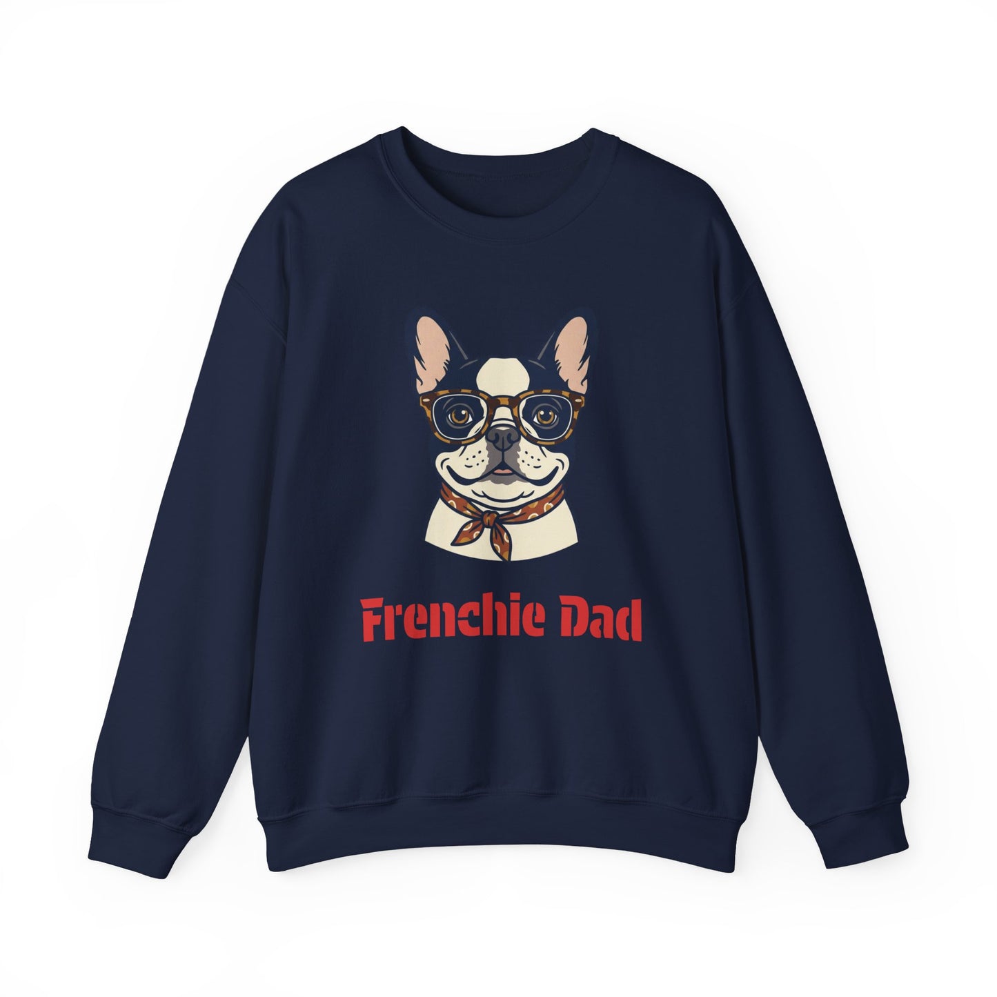 Frenchie Dad Crewneck Sweatshirt — Bulldog with Glasses
