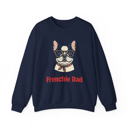 Frenchie Dad Crewneck Sweatshirt — Bulldog with Glasses