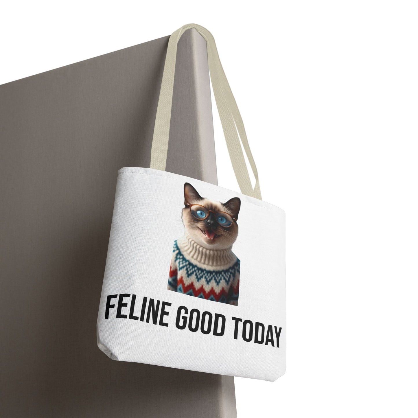 Siamese Cat Tote Bag — “Feline Good Today” Reusable Shopper