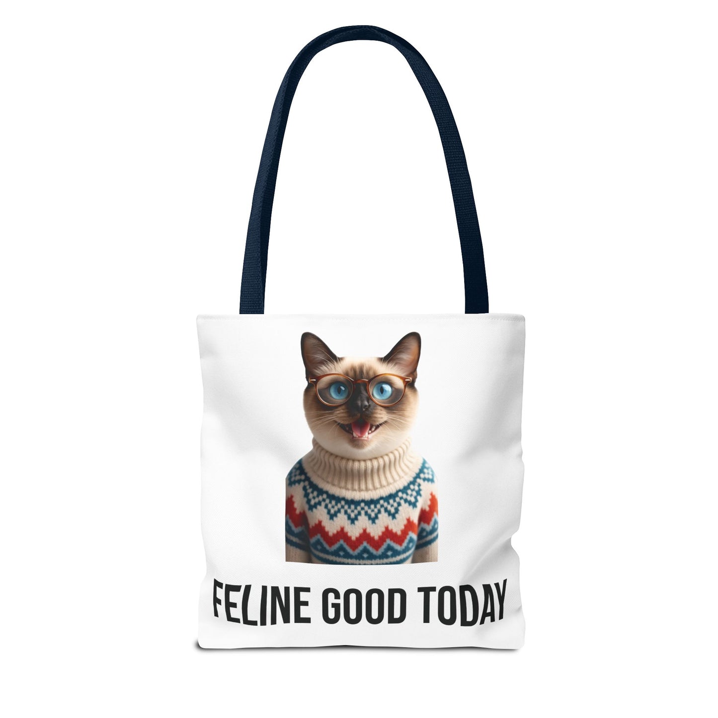 Siamese Cat Tote Bag — “Feline Good Today” Reusable Shopper