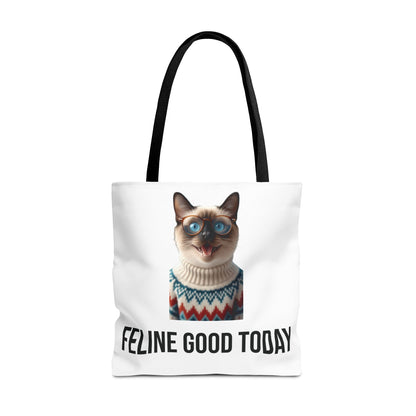 Siamese Cat Tote Bag — “Feline Good Today” Reusable Shopper