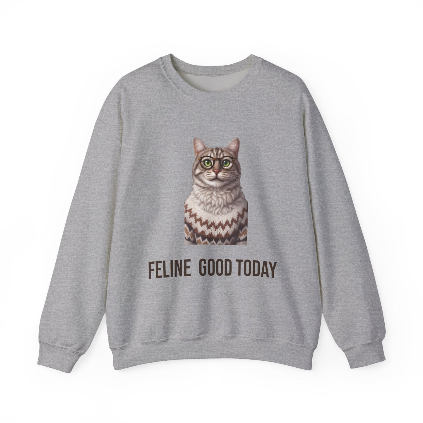 Feline Good Today Cat Crewneck Sweatshirt — Cozy Nordic Cat Pullover