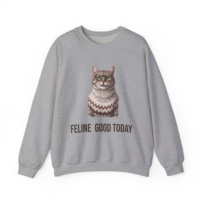 Feline Good Today Cat Crewneck Sweatshirt — Cozy Nordic Cat Pullover