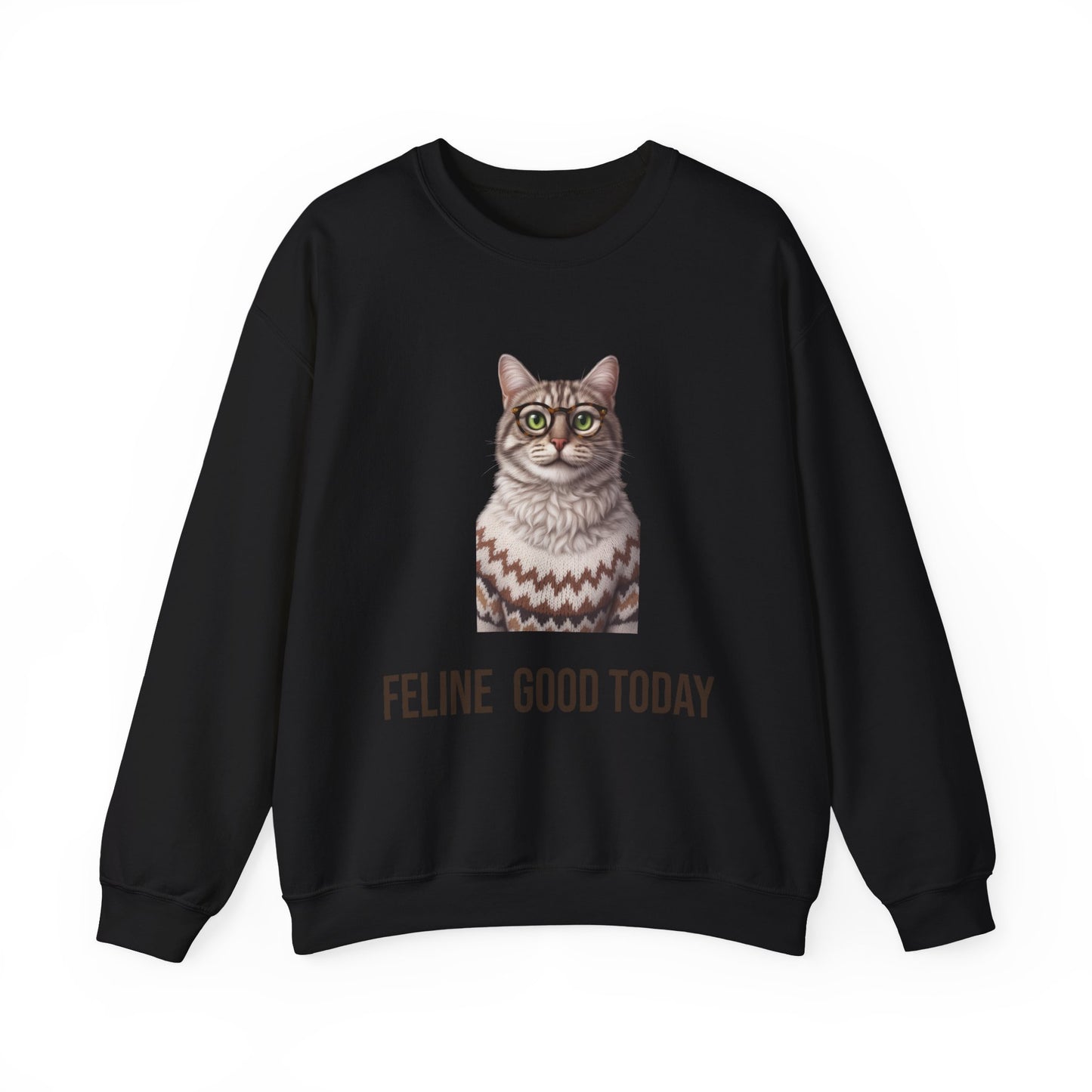 Feline Good Today Cat Crewneck Sweatshirt — Cozy Nordic Cat Pullover