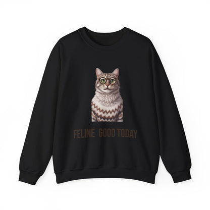 Feline Good Today Cat Crewneck Sweatshirt — Cozy Nordic Cat Pullover