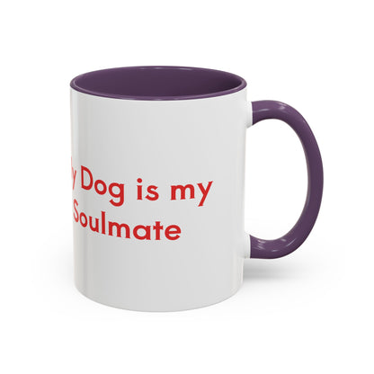 My Dog Is My Soulmate Accent Coffee Mug — French Bulldog with Glasses (11/15oz)