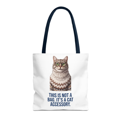 Tabby Cat with Glasses & Nordic Sweater Tote Bag — "This Is Not a Bag. It's a Cat Accessory"