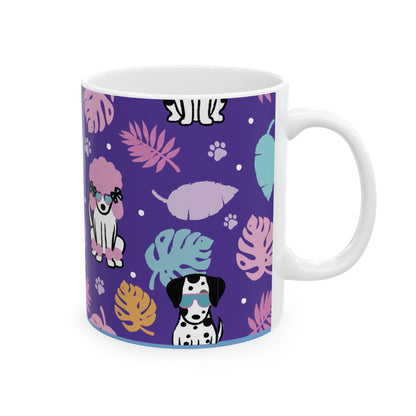 Dog Mom Ceramic Mug — Cute Paw Print & Pup Pattern Coffee Cup (11oz, 15oz)