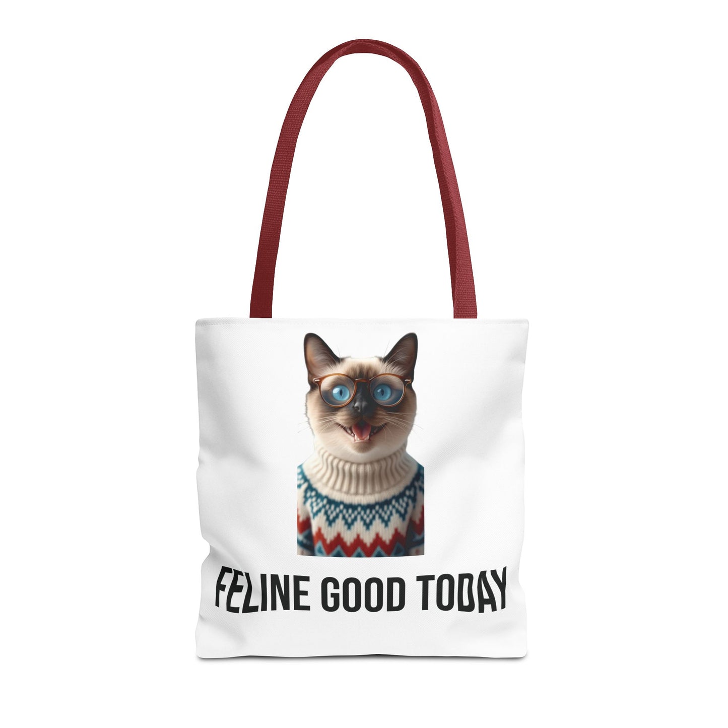 Siamese Cat Tote Bag — “Feline Good Today” Reusable Shopper