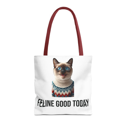 Siamese Cat Tote Bag — “Feline Good Today” Reusable Shopper