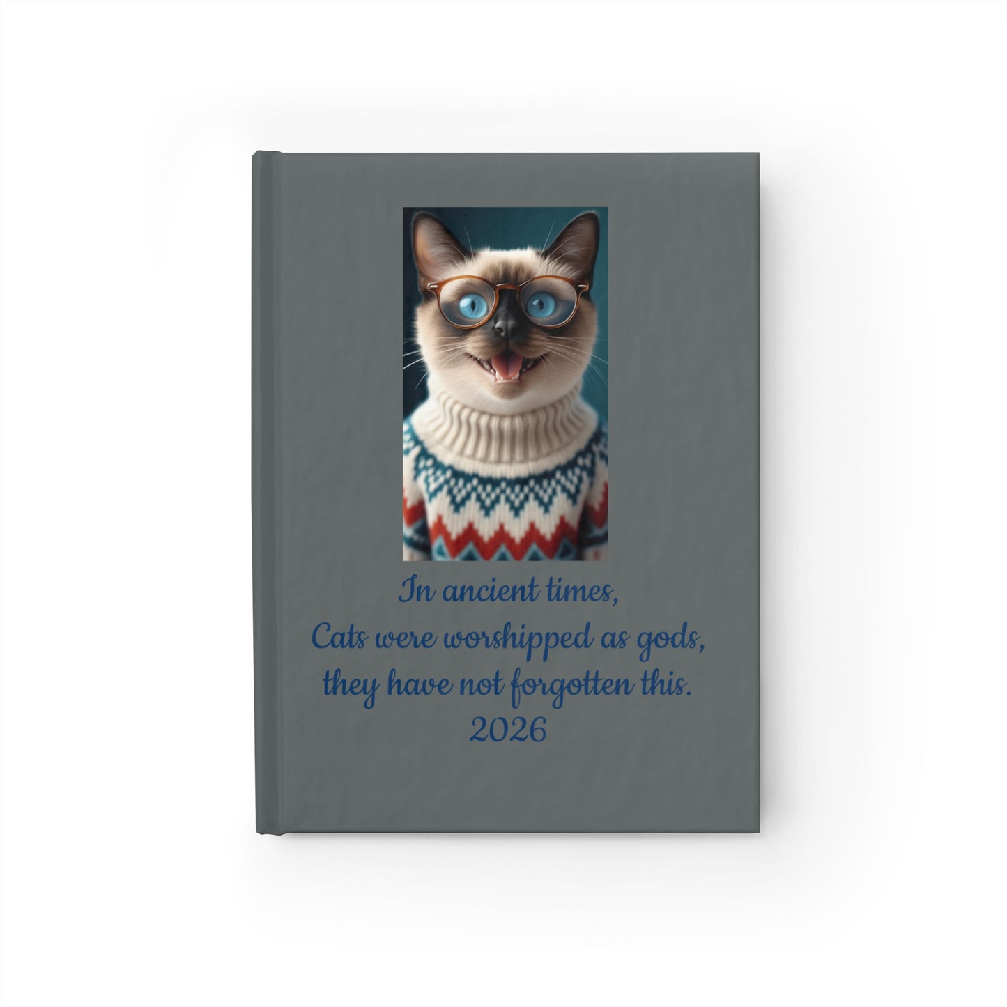 2026 Inspirational Journal — Siamese Cat in Nordic Sweater ("Cats Were Worshipped")