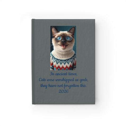 2026 Inspirational Journal — Siamese Cat in Nordic Sweater ("Cats Were Worshipped")