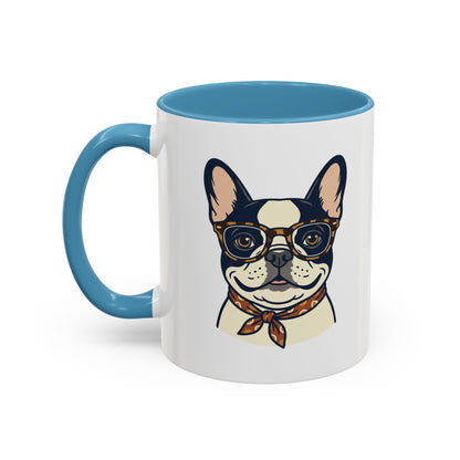My Dog Is My Soulmate Accent Coffee Mug — French Bulldog with Glasses (11/15oz)
