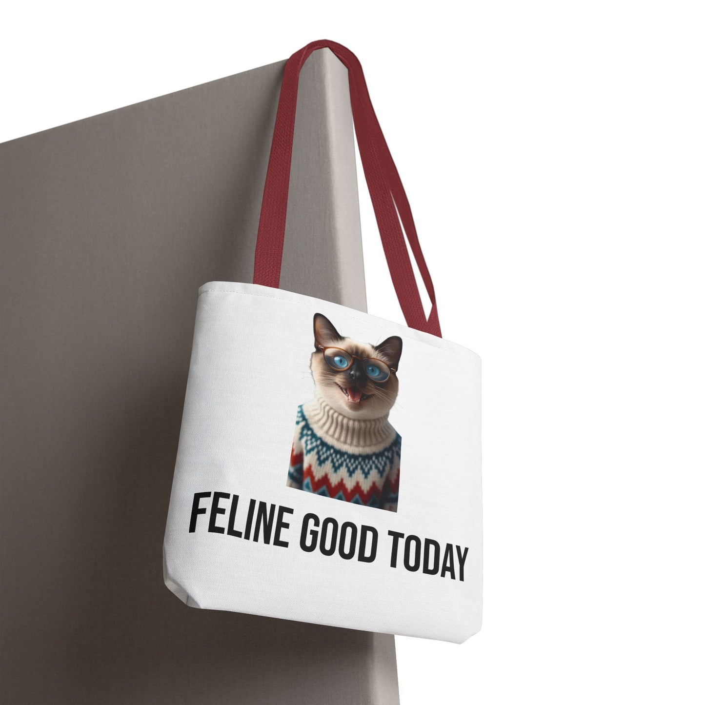 Siamese Cat Tote Bag — “Feline Good Today” Reusable Shopper