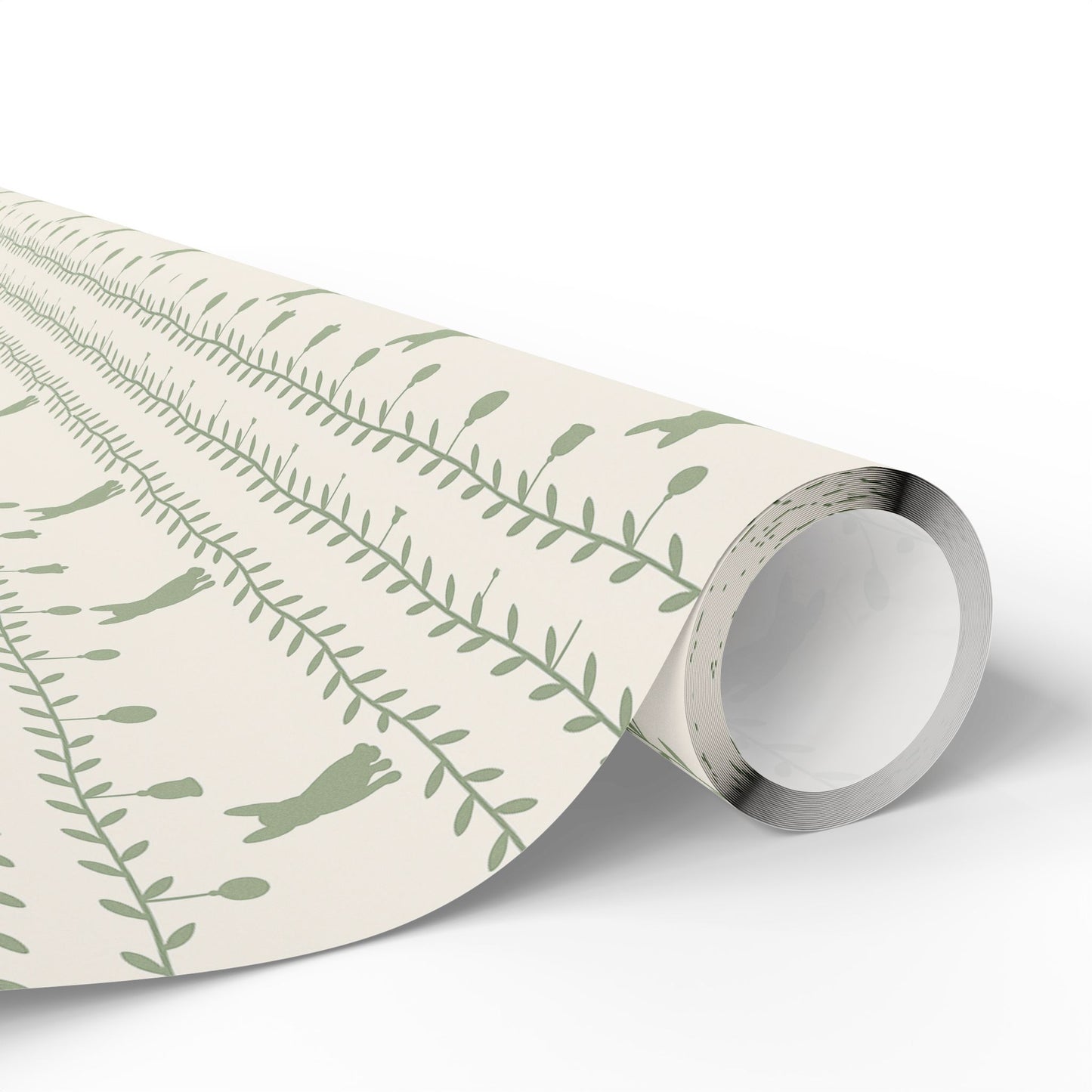 French Bulldog Silhouette Greenery Wrapping Paper
