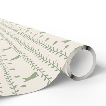 French Bulldog Silhouette Greenery Wrapping Paper