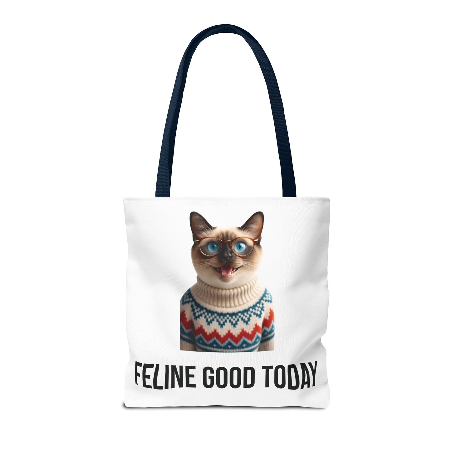 Siamese Cat Tote Bag — “Feline Good Today” Reusable Shopper