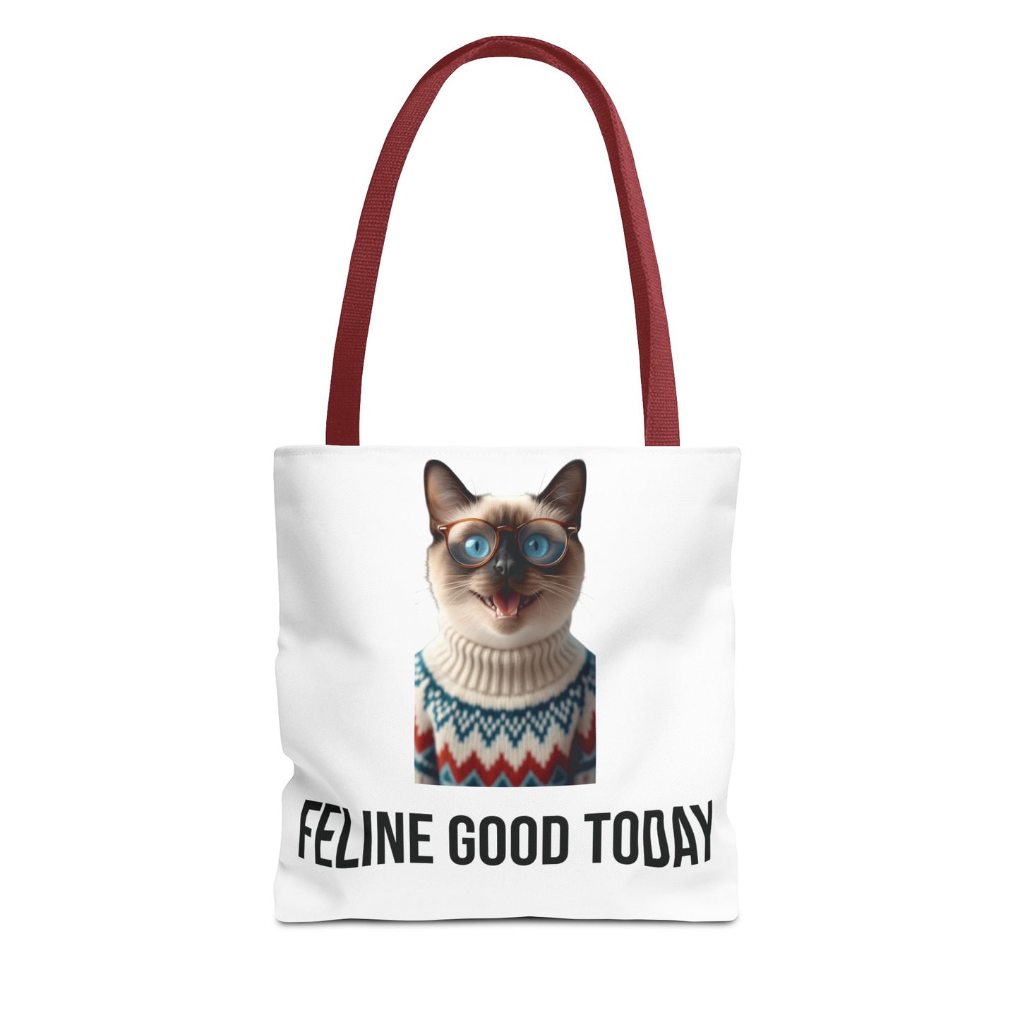 Siamese Cat Tote Bag — “Feline Good Today” Reusable Shopper