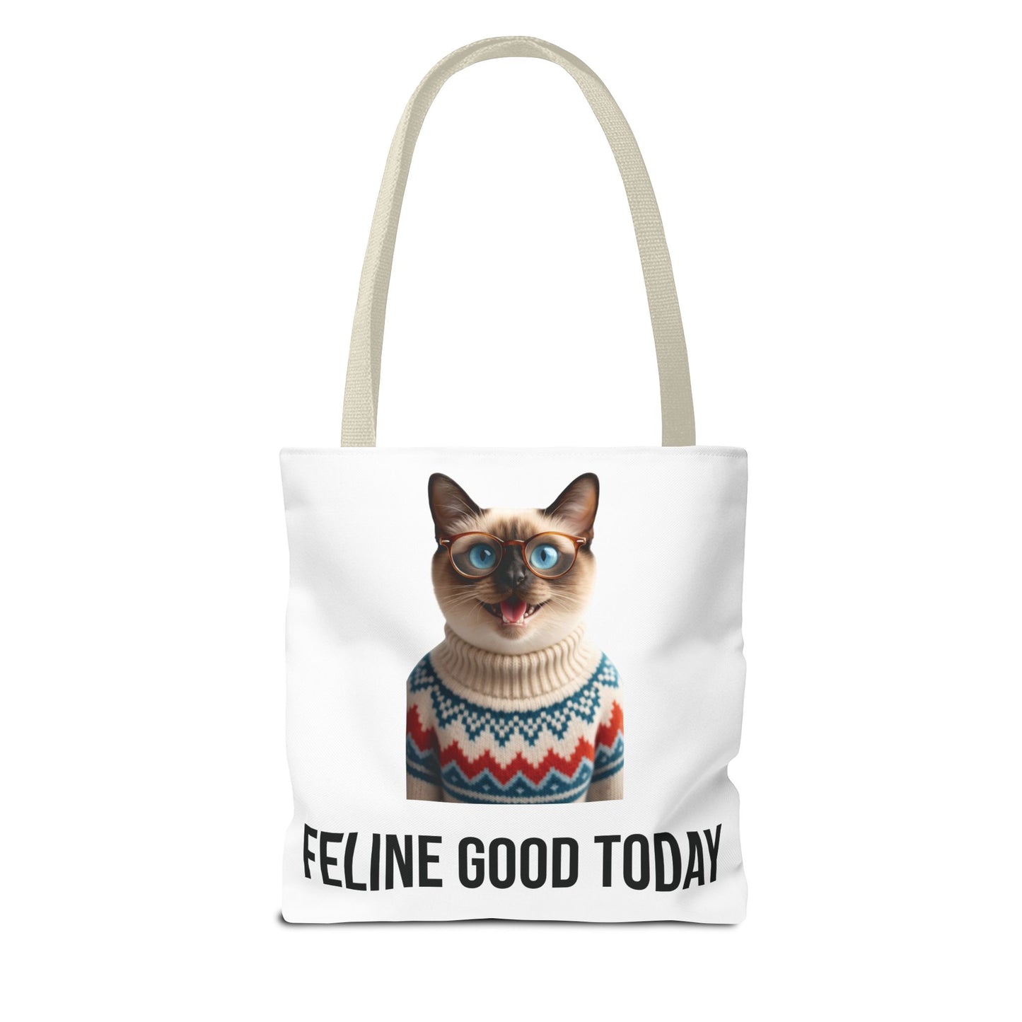 Siamese Cat Tote Bag — “Feline Good Today” Reusable Shopper