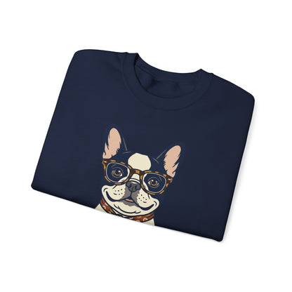 Frenchie Dad Crewneck Sweatshirt — Bulldog with Glasses