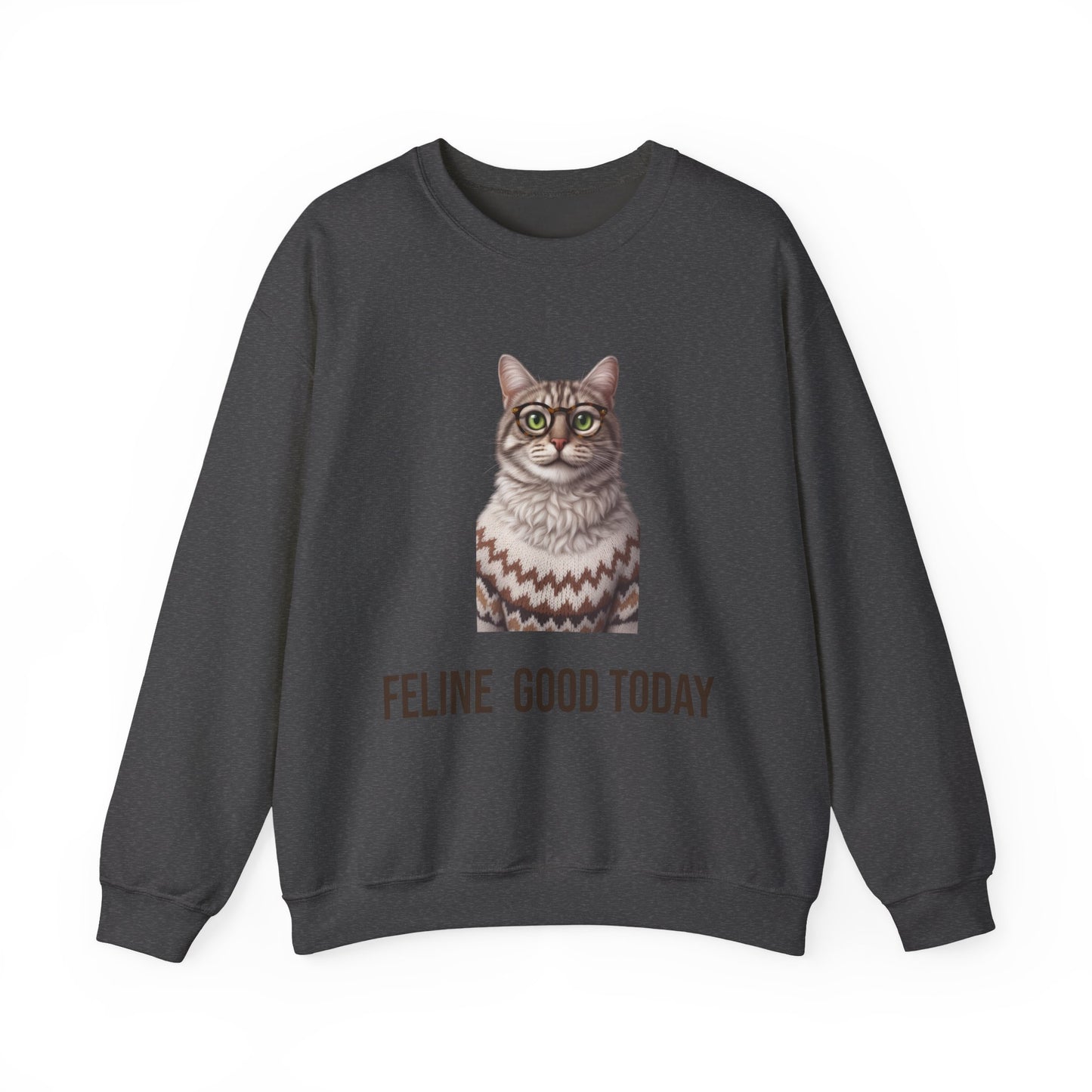 Feline Good Today Cat Crewneck Sweatshirt — Cozy Nordic Cat Pullover